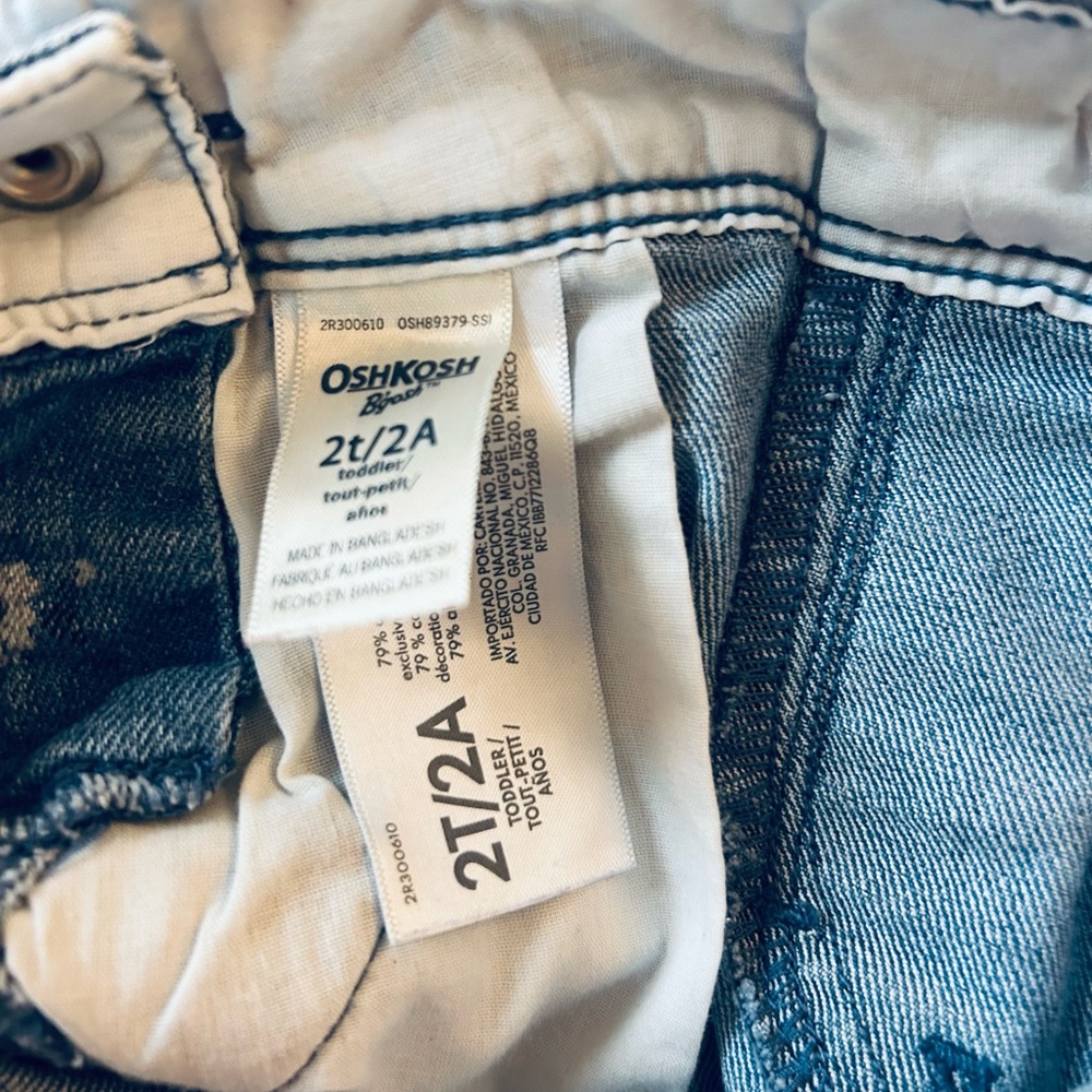 Rare OshKosh 2T Floral Denim Overalls with Ruffle Trim - Picture 10 of 12